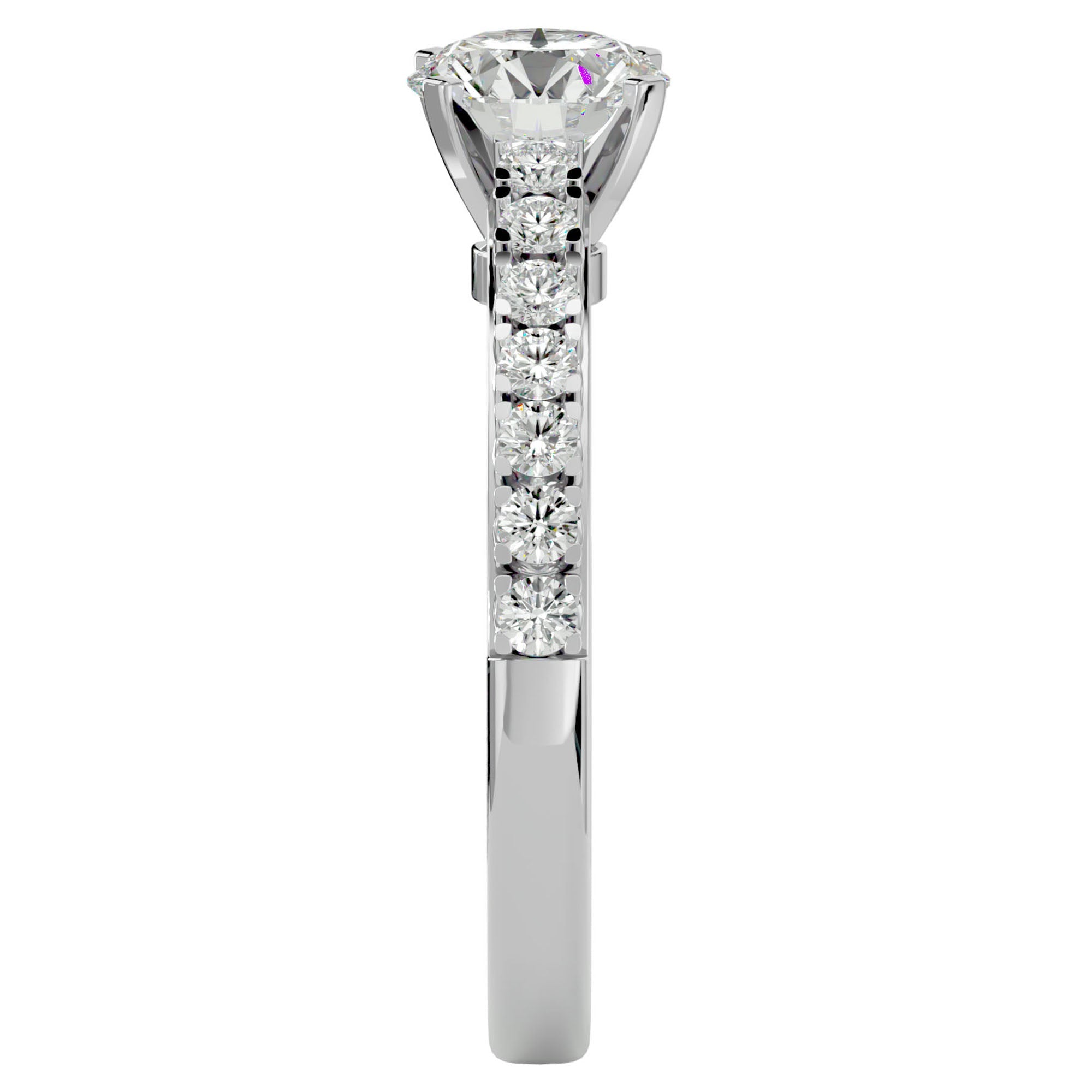 Inel de Logodnă din Aur 14k cu Diamante Naturale Solitaire Etern Pavé de 1.12 ct din 14k Aur Alb - Castelo.ro