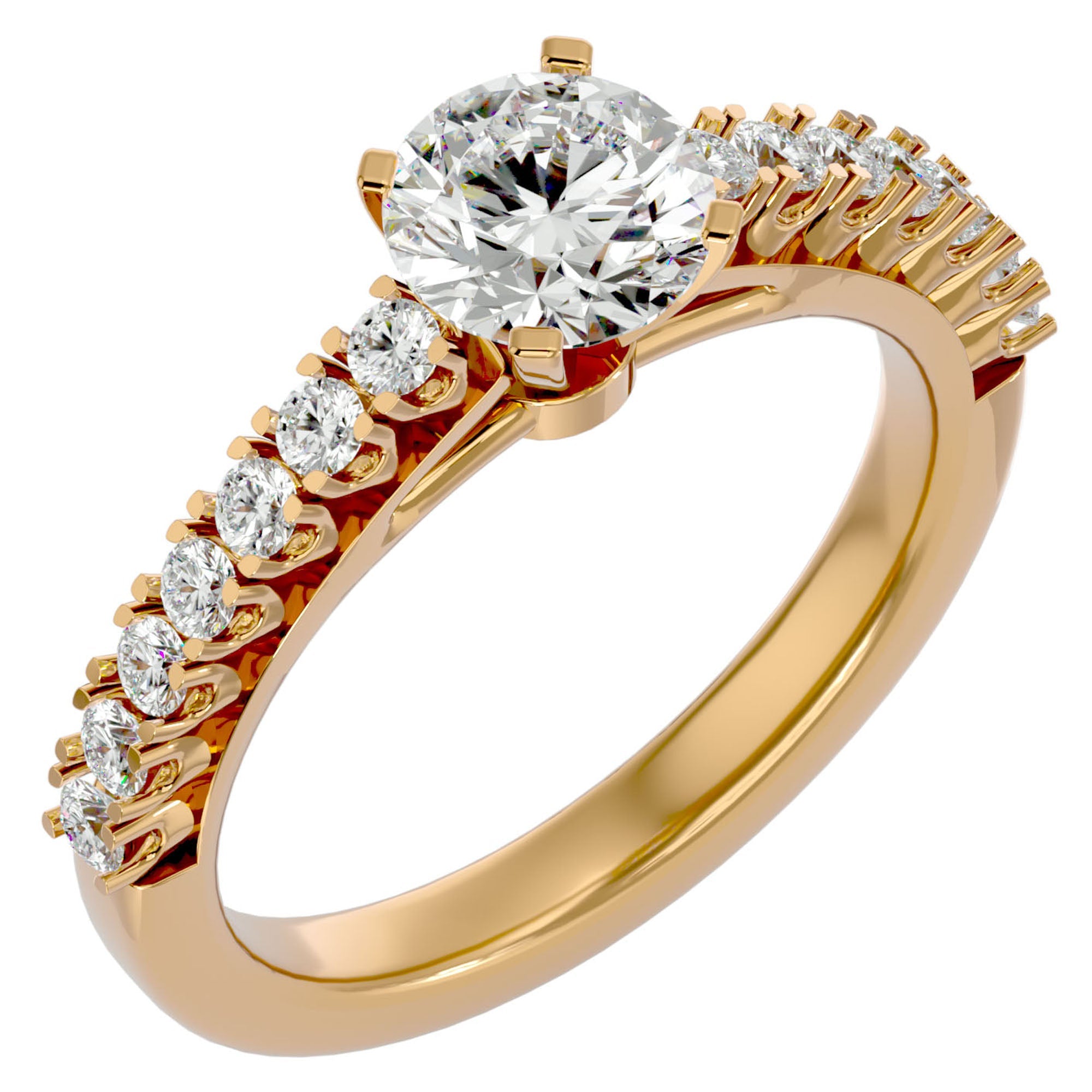 Inel de Logodnă din Aur 14k cu Diamante Create în Laborator Solitaire Etern Pavé de 1.12 ct din 14k Aur Galben - Castelo.ro