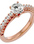Inel de Logodnă din Aur 14k cu Diamante Create în Laborator Solitaire Etern Pavé de 1.12 ct din 14k Aur Roz - Castelo.ro