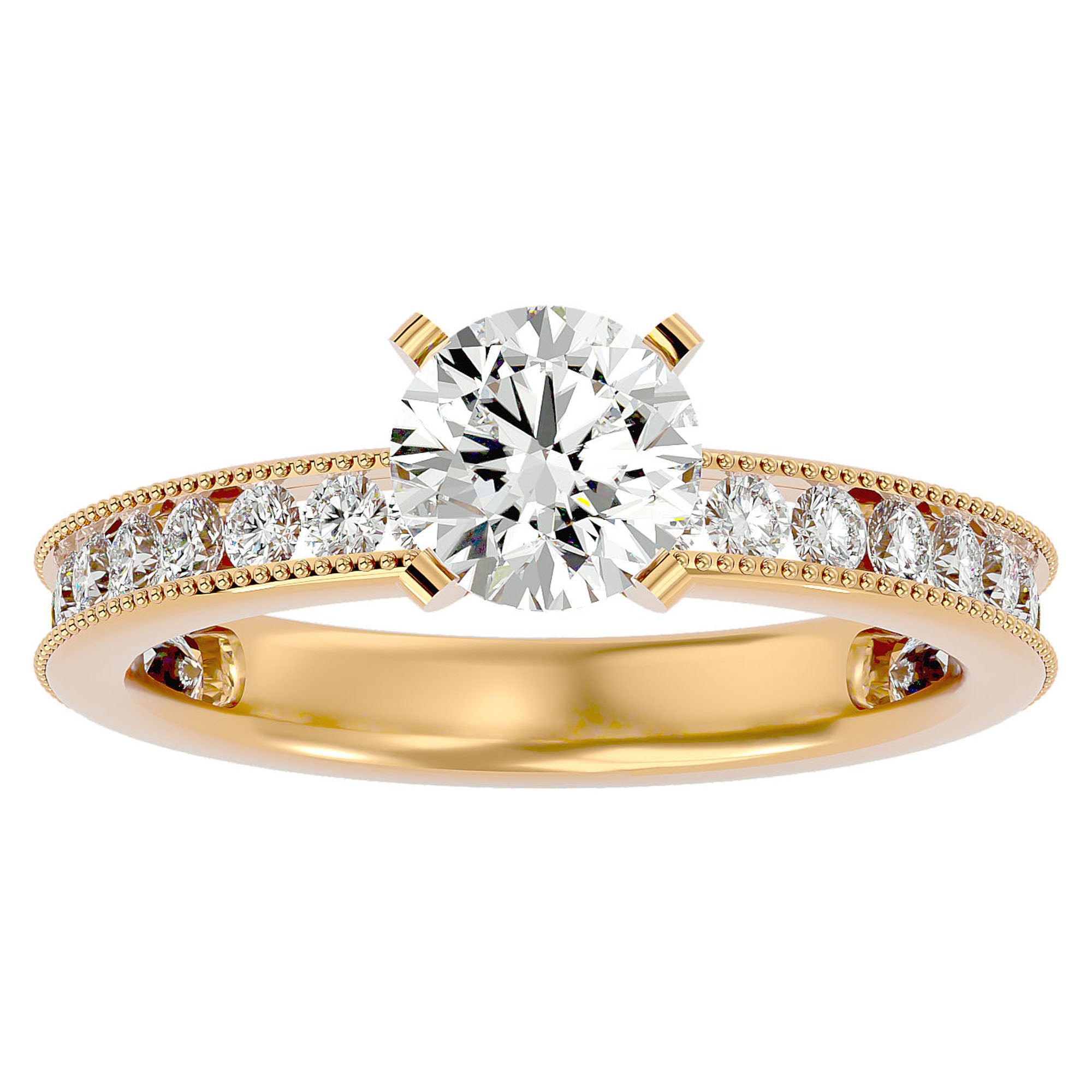 Inel de Logodnă din Aur 14k cu Diamante Create în Laborator Solitaire Etern Pavé de 0.97 ct din 14k Aur Galben - Castelo.ro