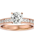 Inel de Logodnă din Aur 14k cu Diamante Create în Laborator Solitaire Etern Pavé de 0.97 ct din 14k Aur Roz - Castelo.ro