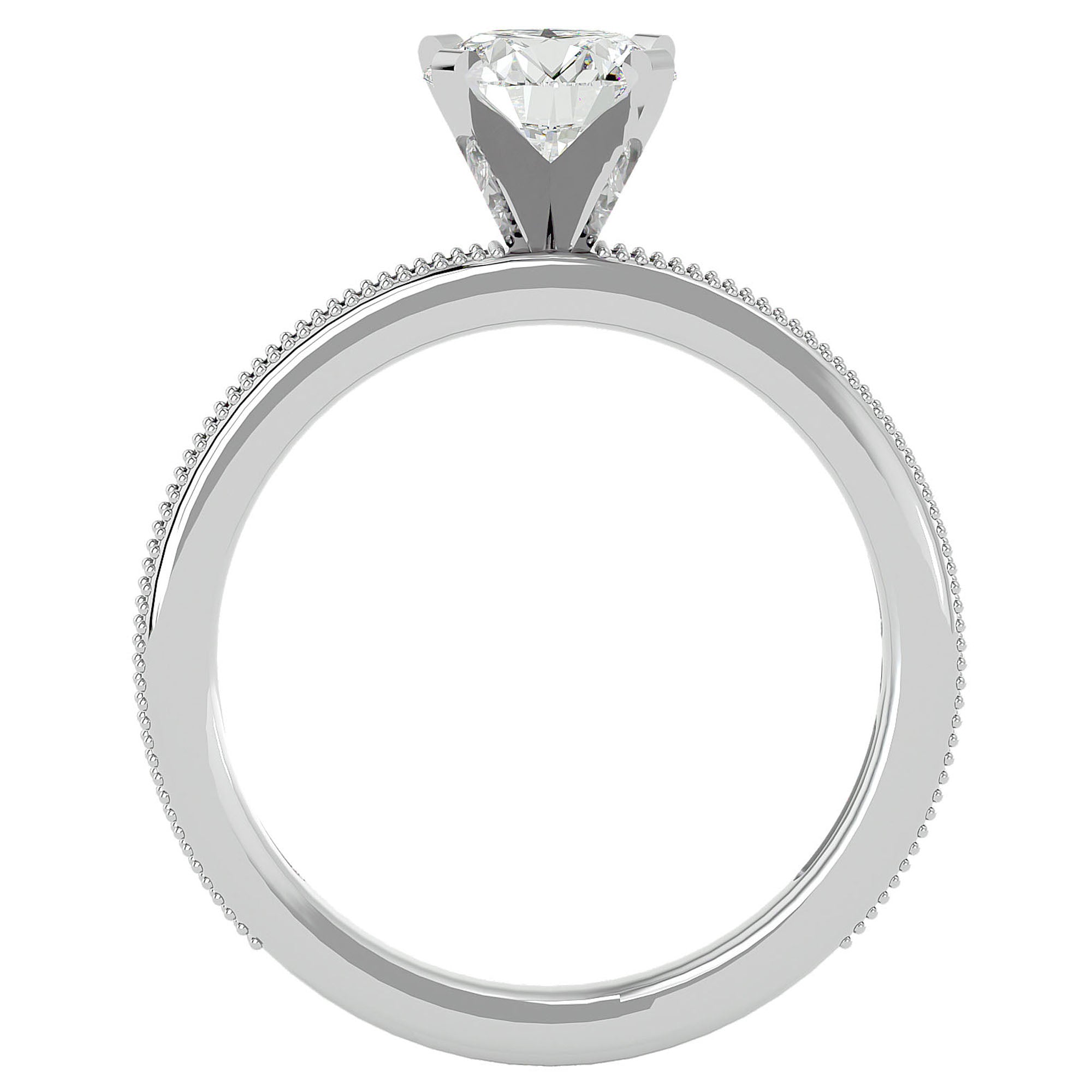 Inel de Logodnă din Aur 14k cu Diamante Create în Laborator Solitaire Etern Pavé de 0.97 ct din 14k Aur Alb - Castelo.ro