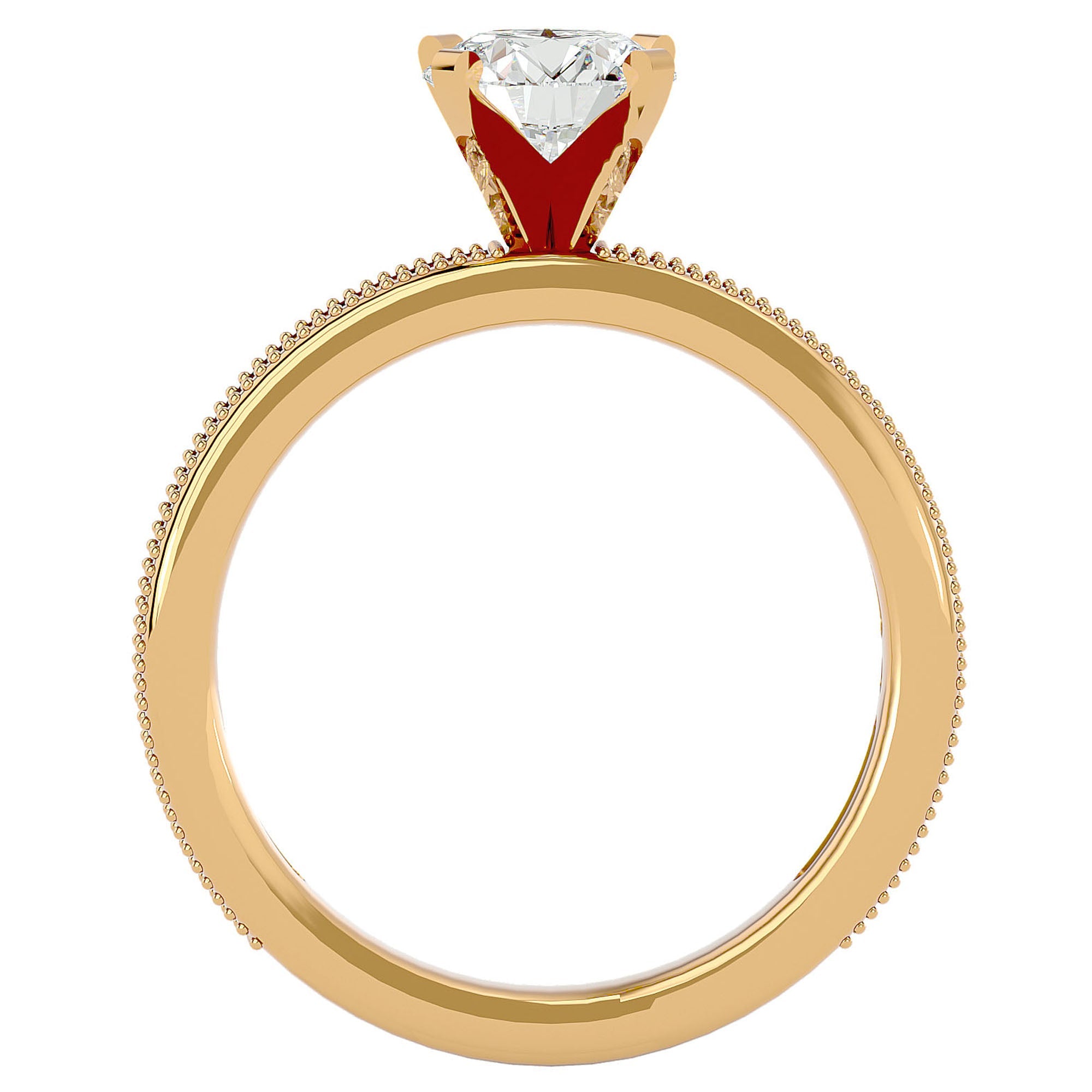 Inel de Logodnă cu Diamante Create în Laborator Solitaire Etern Pavé de 0.97 ct din 18k Aur Galben - Castelo.ro