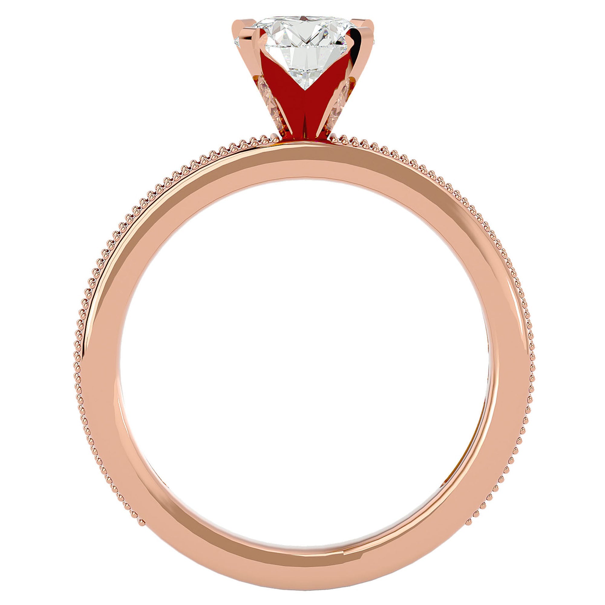 Inel de Logodnă din Aur 14k cu Diamante Create în Laborator Solitaire Etern Pavé de 0.97 ct din 14k Aur Roz - Castelo.ro