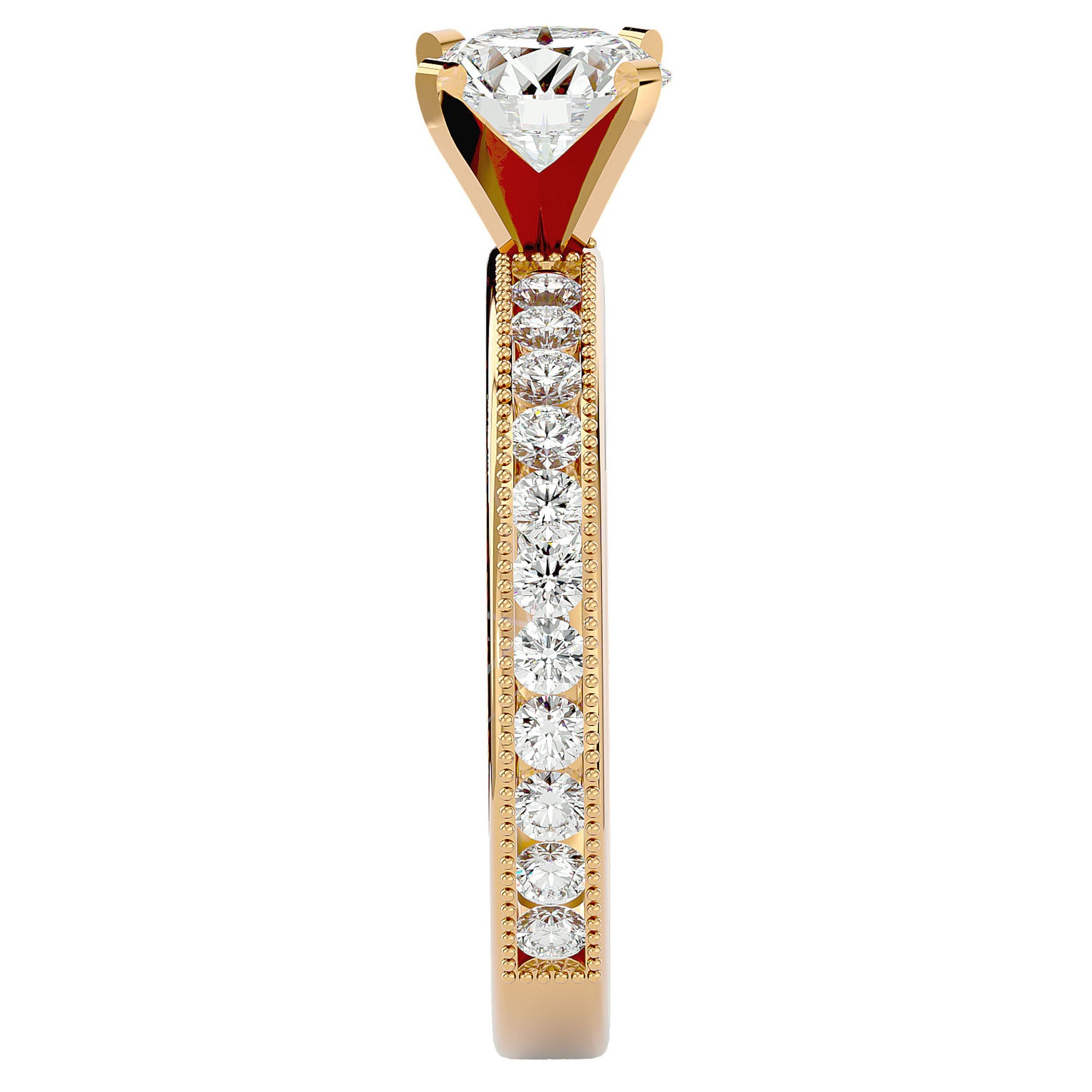 Inel de Logodnă din Aur 14k cu Diamante Create în Laborator Solitaire Etern Pavé de 0.97 ct din 14k Aur Galben - Castelo.ro