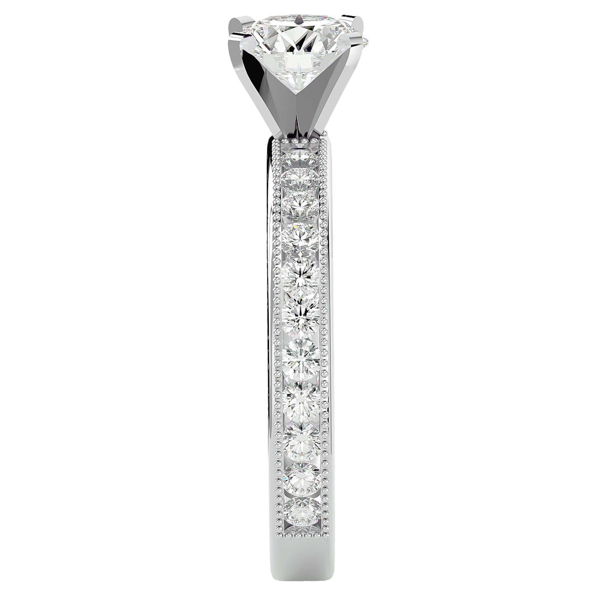 Inel de Logodnă din Aur 14k cu Diamante Naturale Solitaire Etern Pavé de 0.97 ct din 14k Aur Alb - Castelo.ro