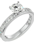 Inel de Logodnă din Aur 14k cu Diamante Create în Laborator Solitaire Etern Pavé de 0.97 ct din 14k Aur Alb - Castelo.ro