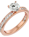 Inel de Logodnă din Aur 14k cu Diamante Create în Laborator Solitaire Etern Pavé de 0.97 ct din 14k Aur Roz - Castelo.ro