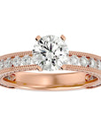 Inel de Logodnă din Aur 14k cu Diamante Create în Laborator Solitaire Etern Pavé de 0.96 ct din 14k Aur Roz - Castelo.ro