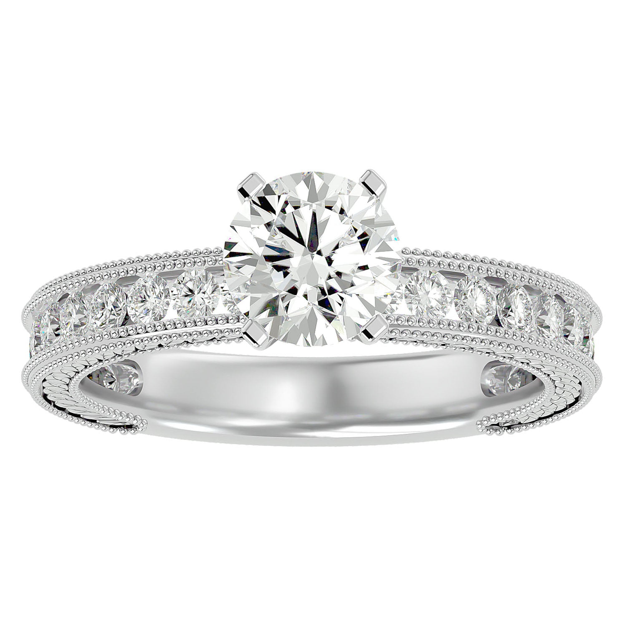 Inel de Logodnă cu Diamante Naturale Solitaire Etern Pavé de 0.96 ct din Platina - Castelo.ro