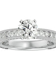 Inel de Logodnă din Aur 14k cu Diamante Create în Laborator Solitaire Etern Pavé de 0.96 ct din 14k Aur Alb - Castelo.ro