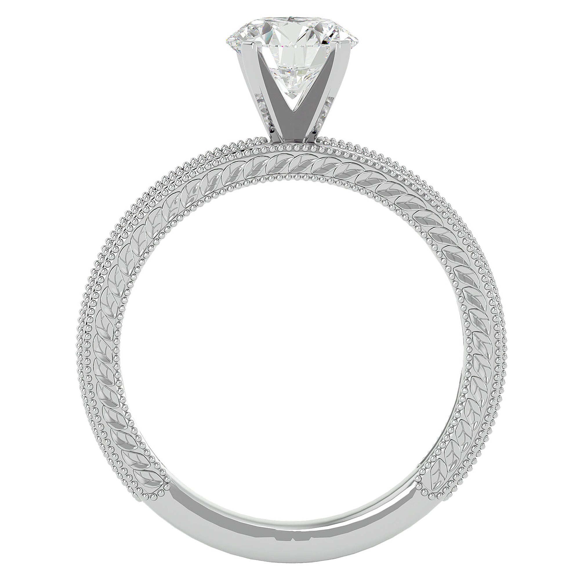Inel de Logodnă din Aur 14k cu Diamante Create în Laborator Solitaire Etern Pavé de 0.96 ct din 14k Aur Alb - Castelo.ro