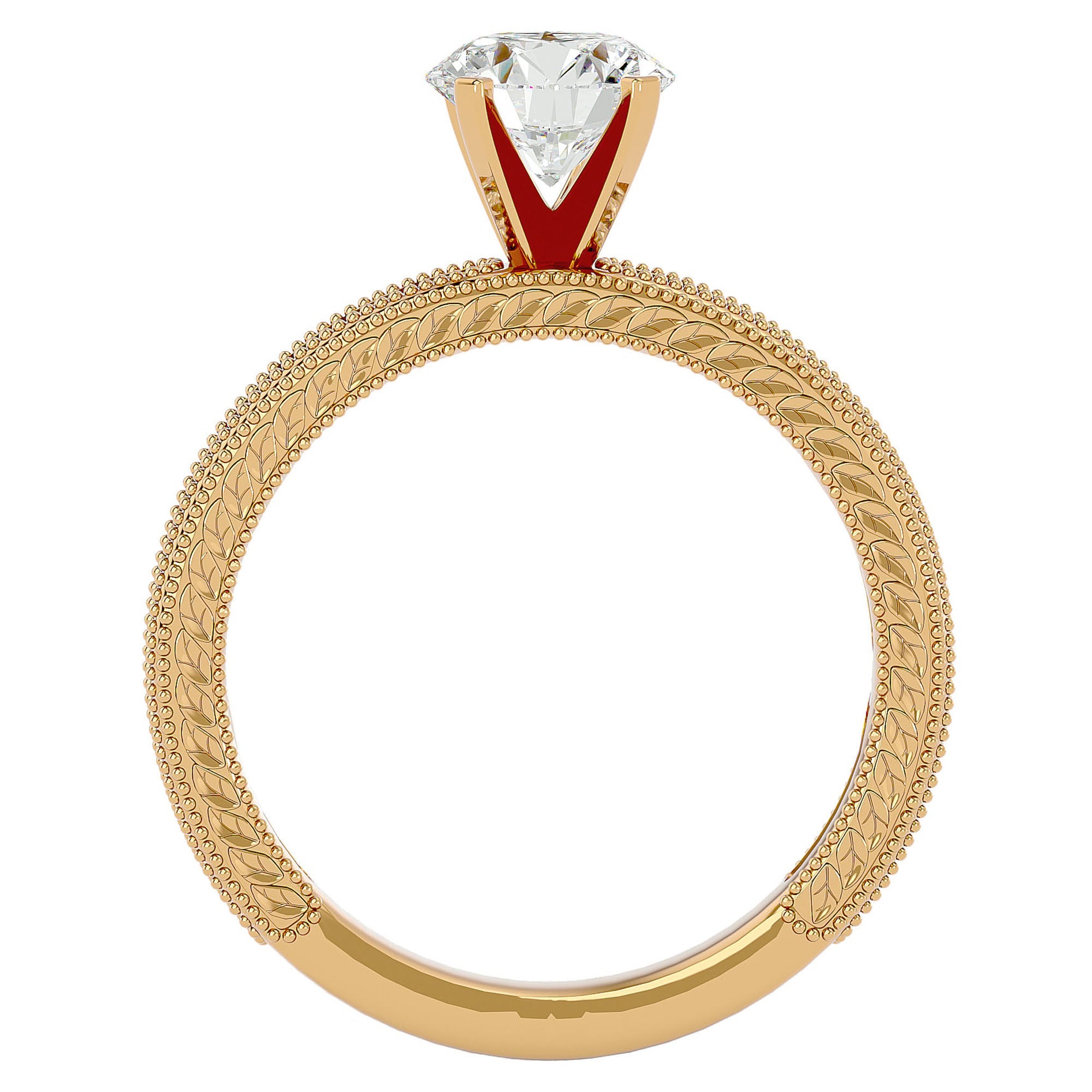 Inel de Logodnă din Aur 14k cu Moissanite Solitaire Etern Pavé de 0.96 ct din 14k Aur Galben - Castelo.ro