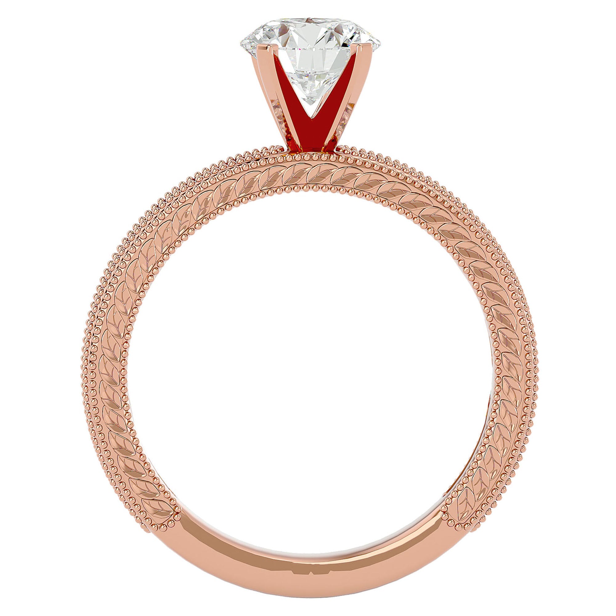 Inel de Logodnă din Aur 14k cu Diamante Naturale Solitaire Etern Pavé de 0.96 ct din 14k Aur Roz - Castelo.ro