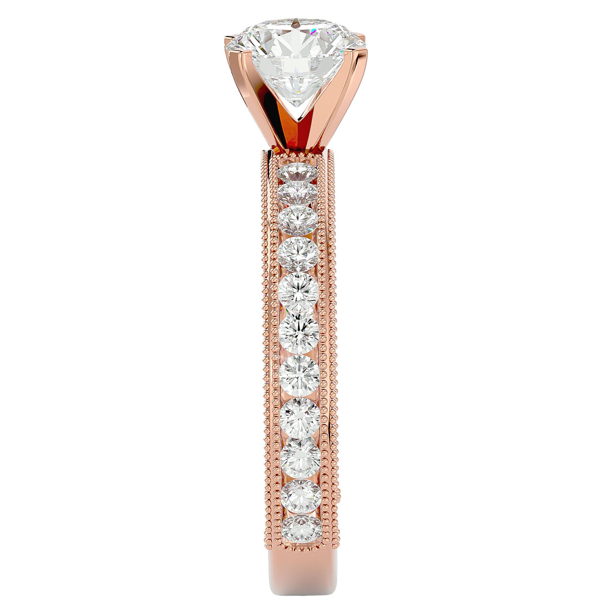 Inel de Logodnă din Aur 14k cu Diamante Naturale Solitaire Etern Pavé de 0.96 ct din 14k Aur Roz - Castelo.ro