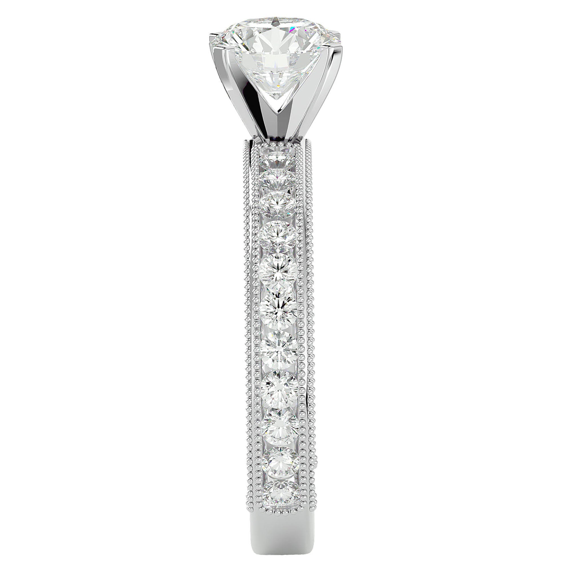 Inel de Logodnă cu Diamante Naturale Solitaire Etern Pavé de 0.96 ct din Platina - Castelo.ro