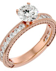Inel de Logodnă din Aur 14k cu Diamante Create în Laborator Solitaire Etern Pavé de 0.96 ct din 14k Aur Roz - Castelo.ro