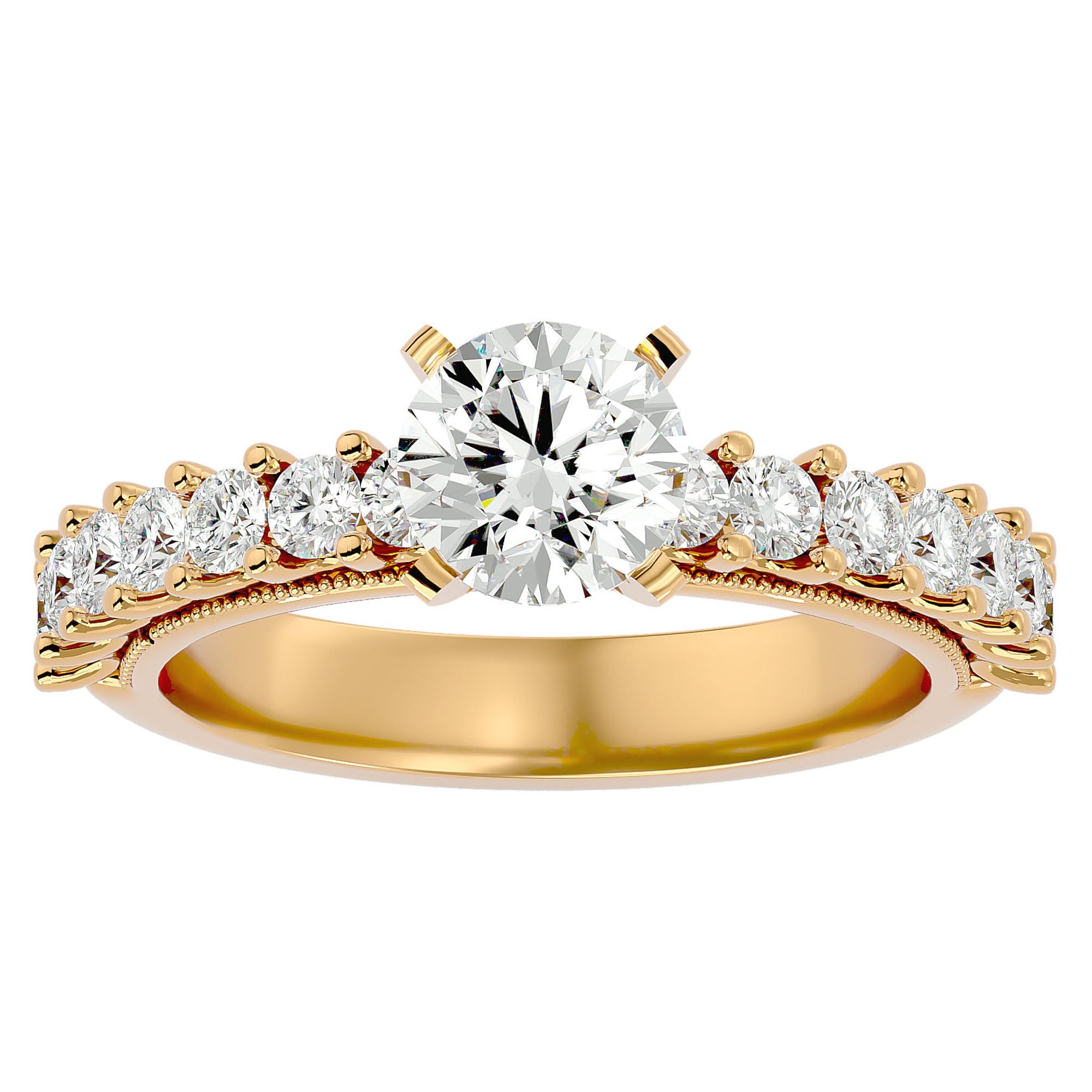 Inel de Logodnă cu Moissanite Solitaire Etern Pavé de 2.53 ct din 18k Aur Galben - Castelo.ro