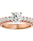 Inel de Logodnă cu Moissanite Solitaire Etern Pavé de 2.53 ct din 18k Aur Roz - Castelo.ro