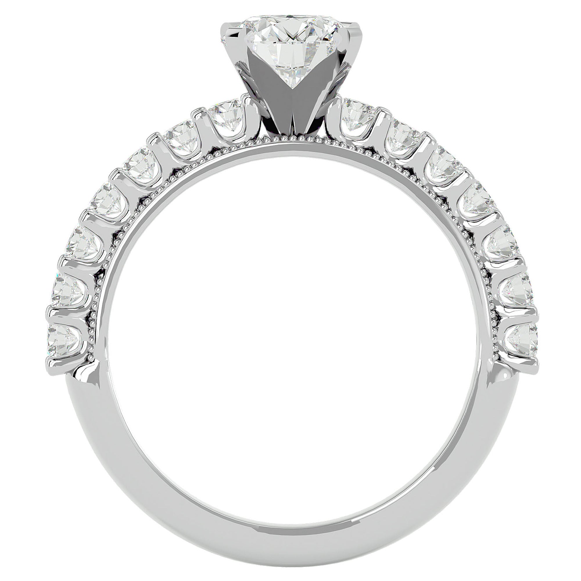 Inel de Logodnă cu Diamante Create în Laborator Solitaire Etern Pavé de 2.53 ct din Platina - Castelo.ro