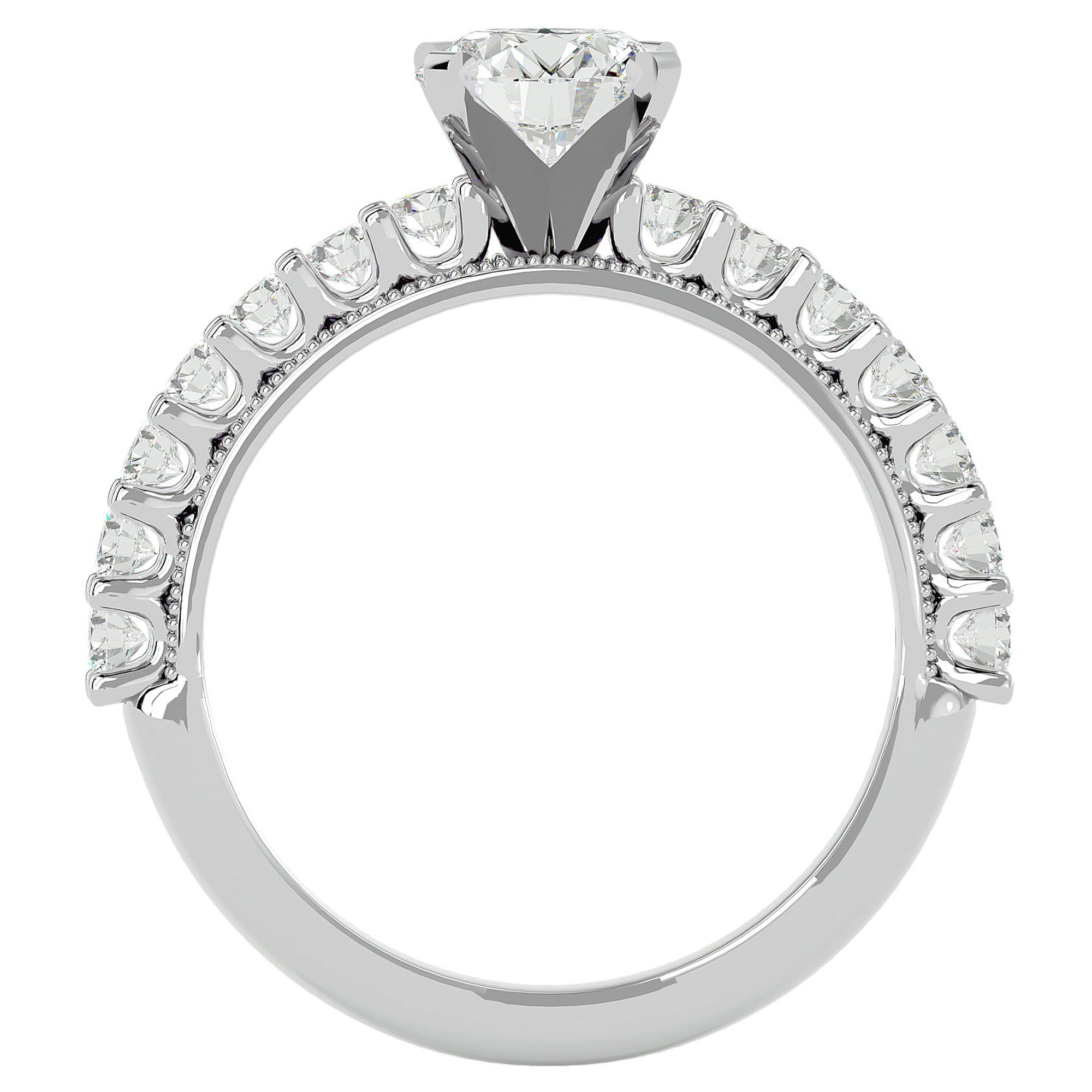 Inel de Logodnă cu Moissanite Solitaire Etern Pavé de 2.53 ct din Platina - Castelo.ro