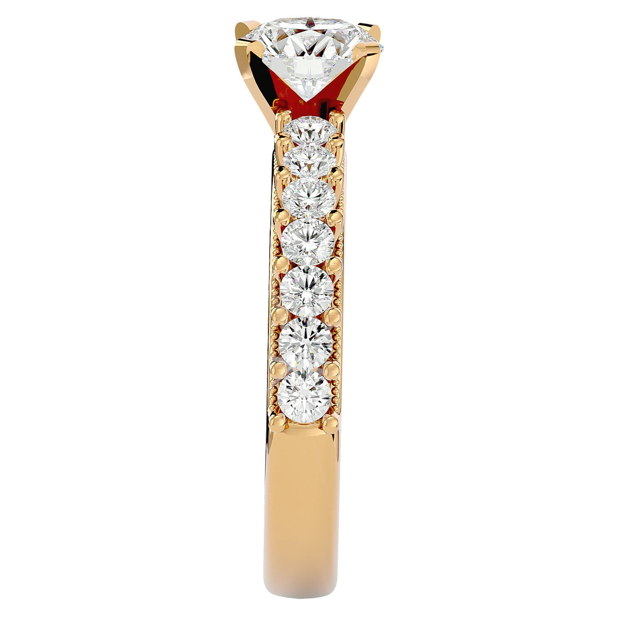 Inel de Logodnă cu Moissanite Solitaire Etern Pavé de 2.53 ct din 18k Aur Galben - Castelo.ro