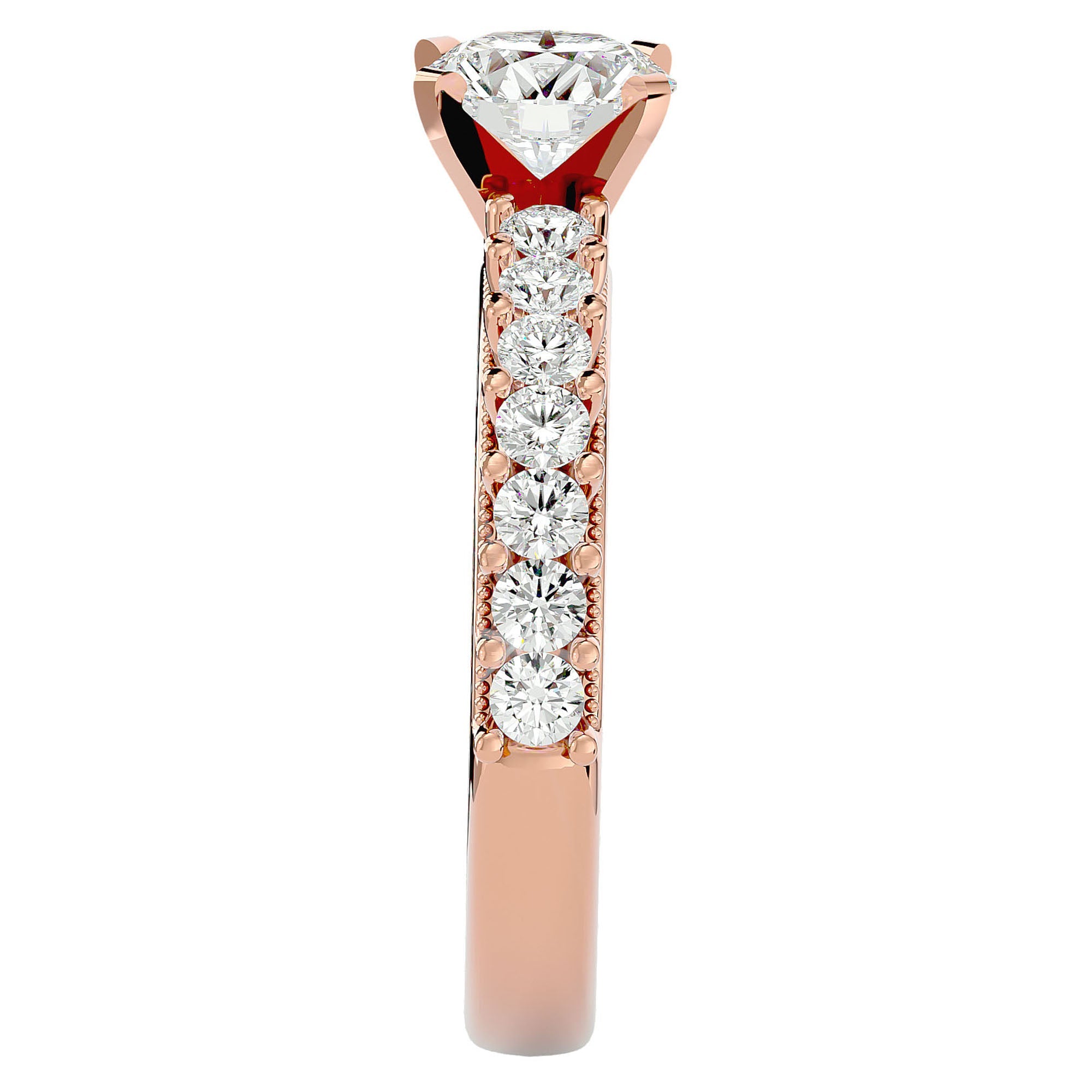 Inel de Logodnă cu Moissanite Solitaire Etern Pavé de 2.53 ct din 18k Aur Roz - Castelo.ro