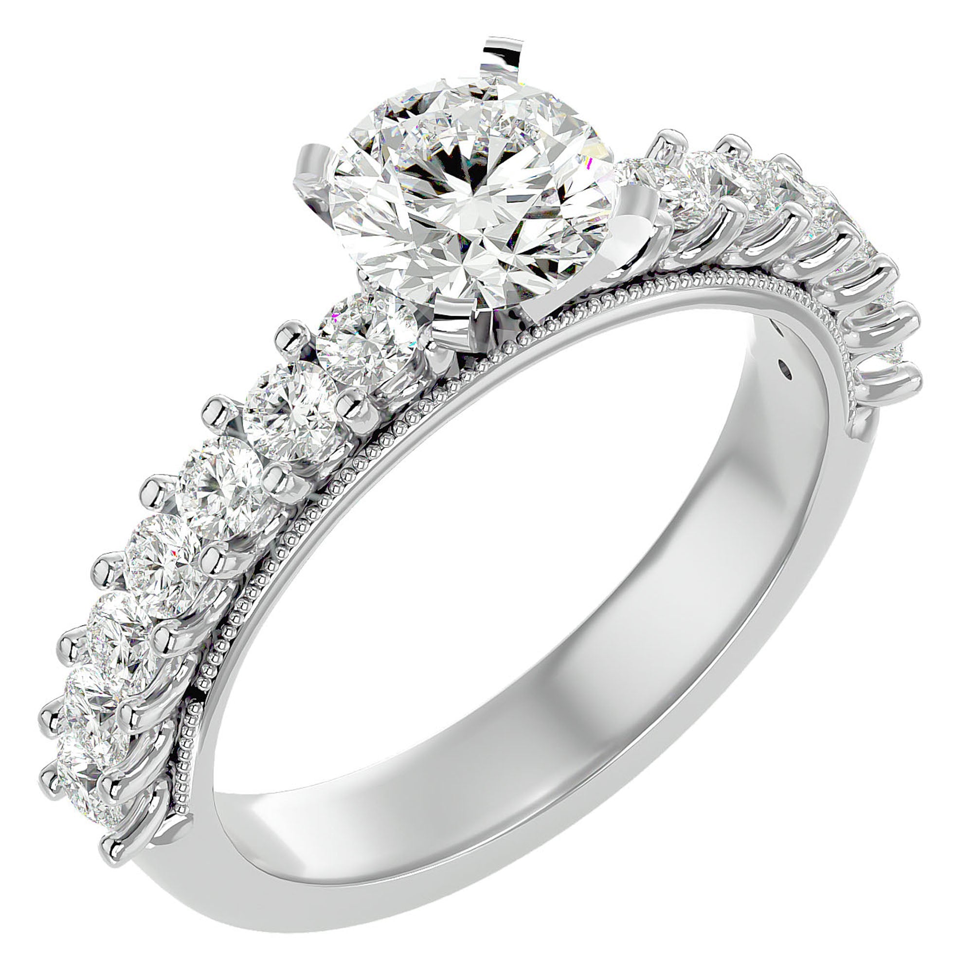 Inel de Logodnă cu Diamante Naturale Solitaire Etern Pavé de 2.53 ct din Platina - Castelo.ro