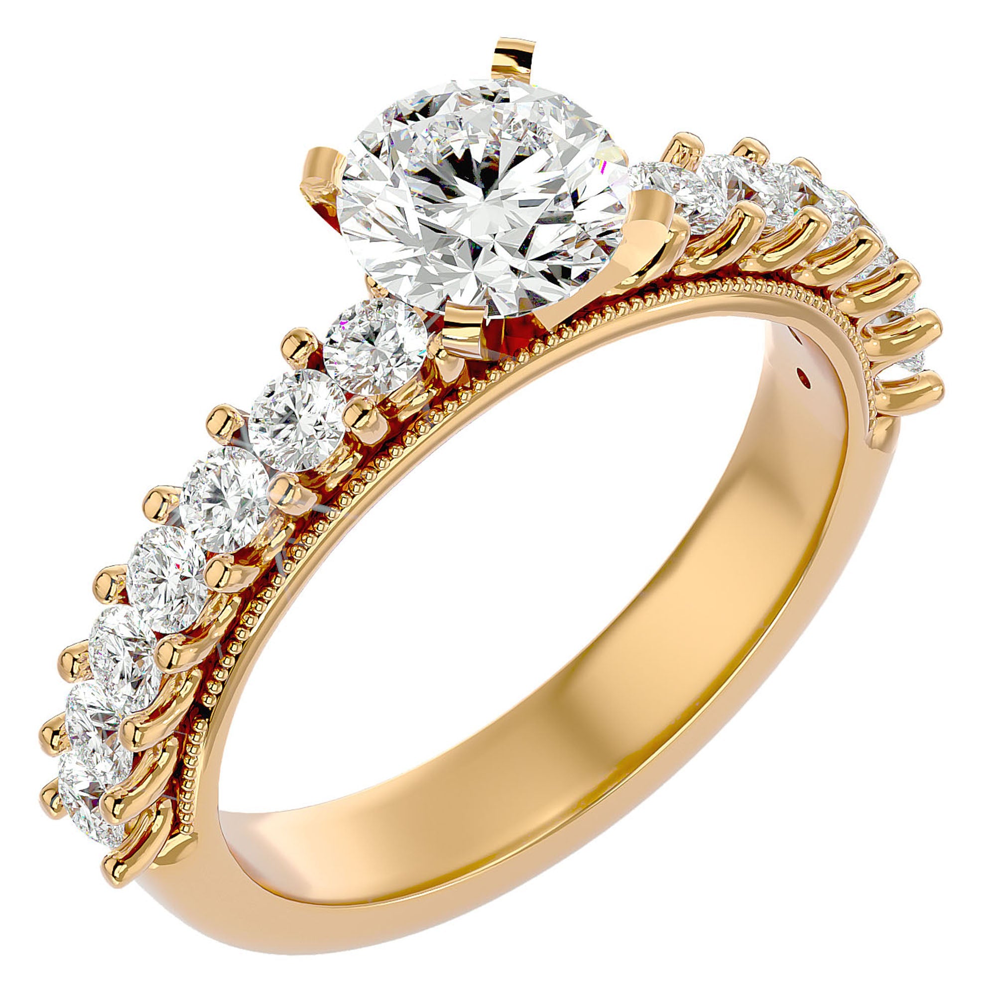 Inel de Logodnă cu Moissanite Solitaire Etern Pavé de 2.53 ct din 18k Aur Galben - Castelo.ro