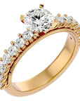 Inel de Logodnă cu Moissanite Solitaire Etern Pavé de 2.53 ct din 18k Aur Galben - Castelo.ro
