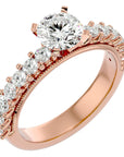 Inel de Logodnă din Aur 14k cu Diamante Create în Laborator Solitaire Etern Pavé de 2.53 ct din 14k Aur Roz - Castelo.ro