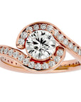 Inel de Logodnă Toscana Pavé din Aur 14k cu Moissanite de 1.64 ct din 14k Aur Roz - Castelo.ro
