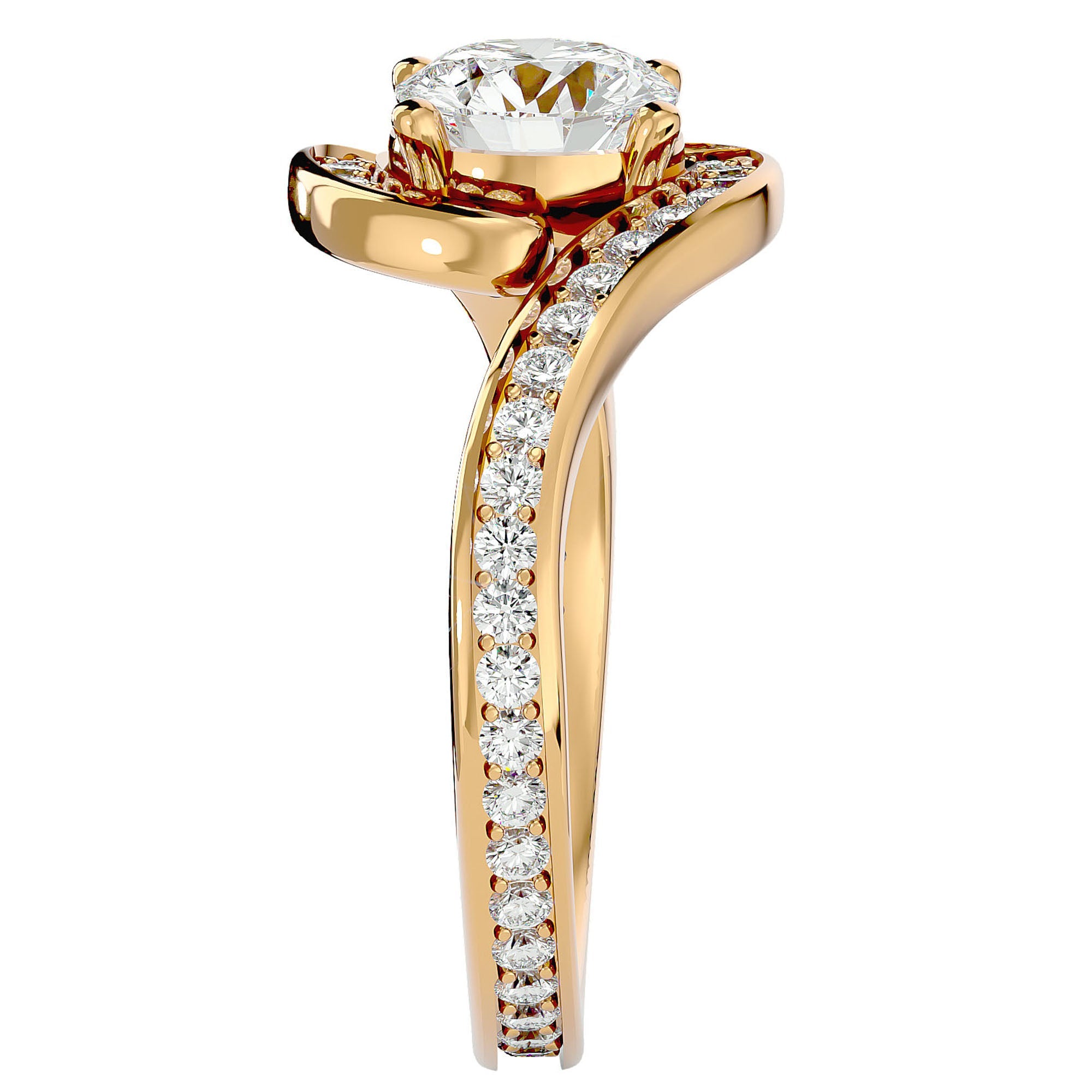 Inel de Logodnă Toscana Pavé din Aur 14k cu Diamante Naturale de 1.64 ct din 14k Aur Galben - Castelo.ro