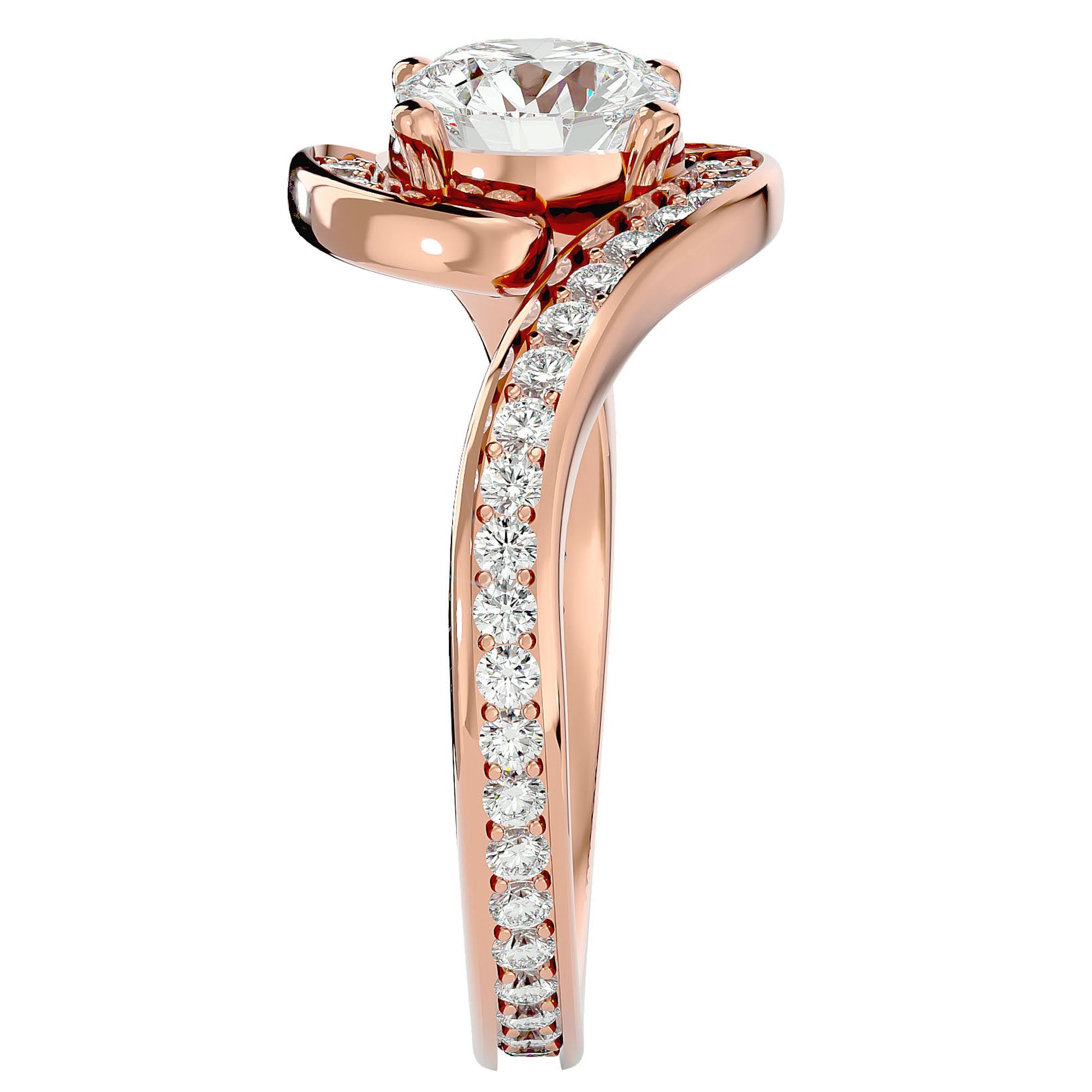 Inel de Logodnă Toscana Pavé din Aur 14k cu Diamante Create în Laborator de 1.64 ct din 14k Aur Roz - Castelo.ro