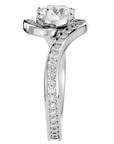 Inel de Logodnă Toscana Pavé din Aur 14k cu Moissanite de 1.64 ct din 14k Aur Alb - Castelo.ro