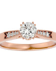 Inel de Logodnă cu Moissanite Solitaire Etern Pavé de 0.77 ct din 18k Aur Roz - Castelo.ro