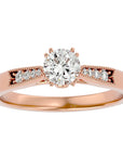 Inel de Logodnă din Aur 14k cu Diamante Create în Laborator Solitaire Etern Pavé de 0.77 ct din 14k Aur Roz - Castelo.ro