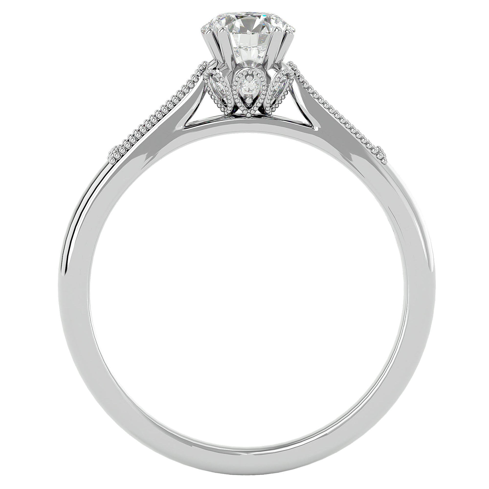 Inel de Logodnă cu Moissanite Solitaire Etern Pavé de 0.77 ct din Platina - Castelo.ro
