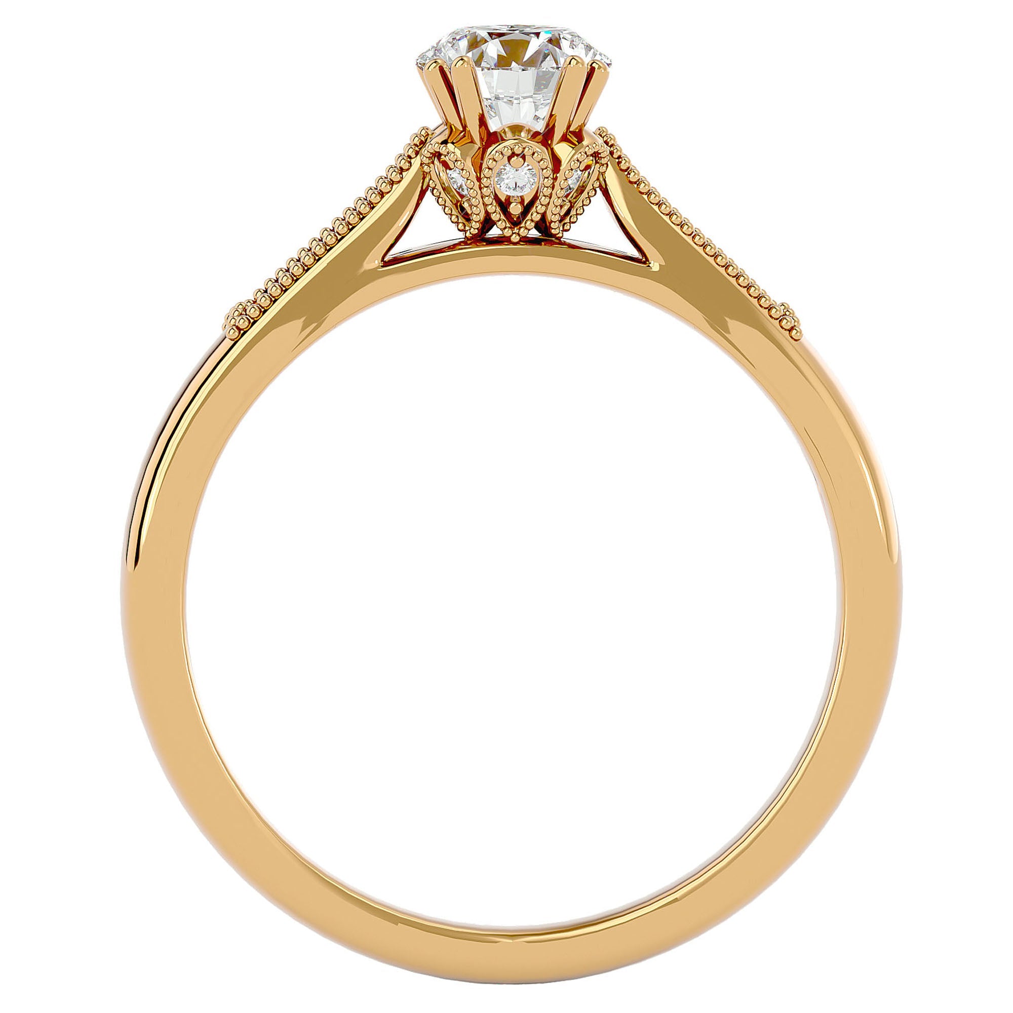 Inel de Logodnă cu Moissanite Solitaire Etern Pavé de 0.77 ct din 18k Aur Galben - Castelo.ro
