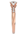 Inel de Logodnă din Aur 14k cu Diamante Create în Laborator Solitaire Etern Pavé de 0.77 ct din 14k Aur Roz - Castelo.ro