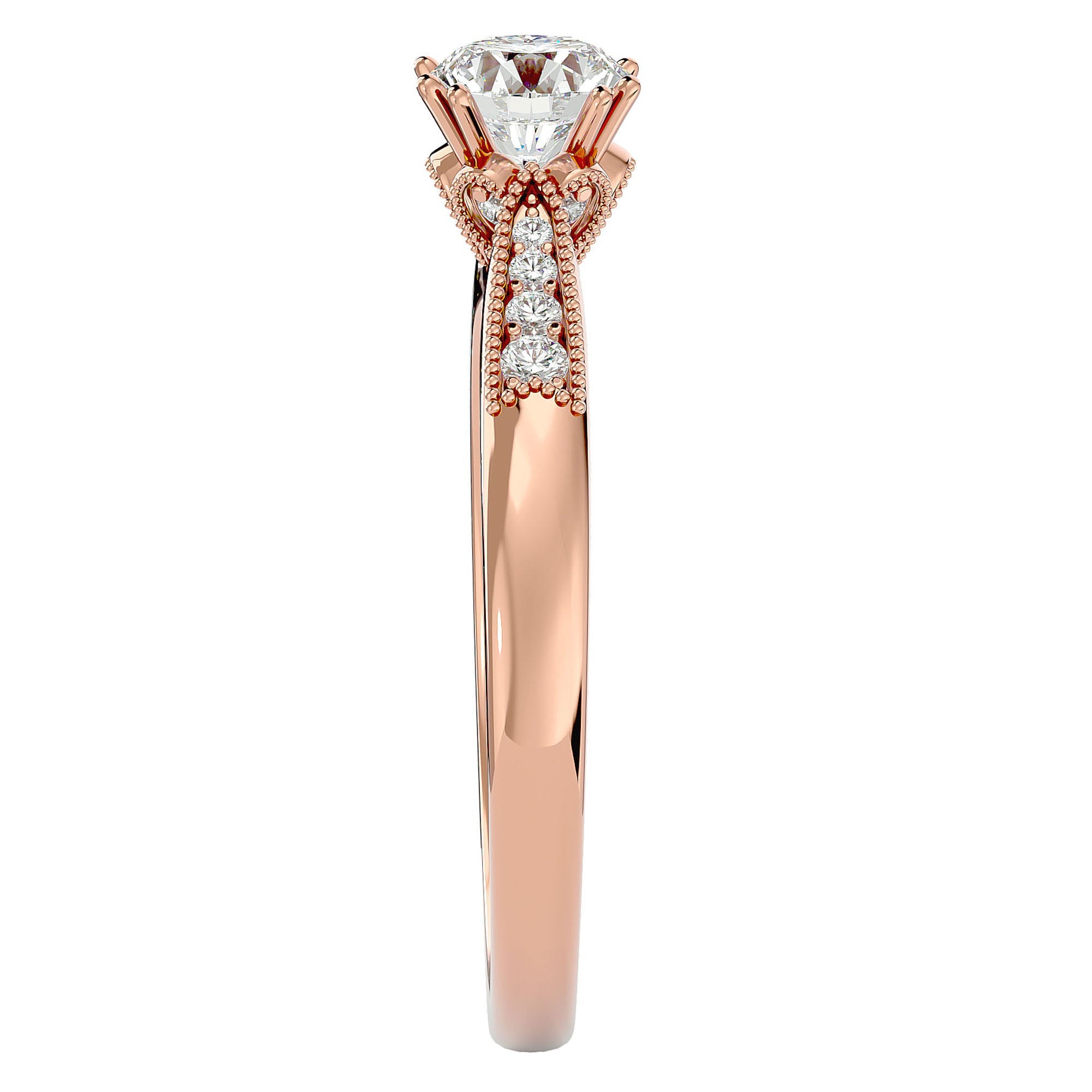 Inel de Logodnă cu Moissanite Solitaire Etern Pavé de 0.77 ct din 18k Aur Roz - Castelo.ro