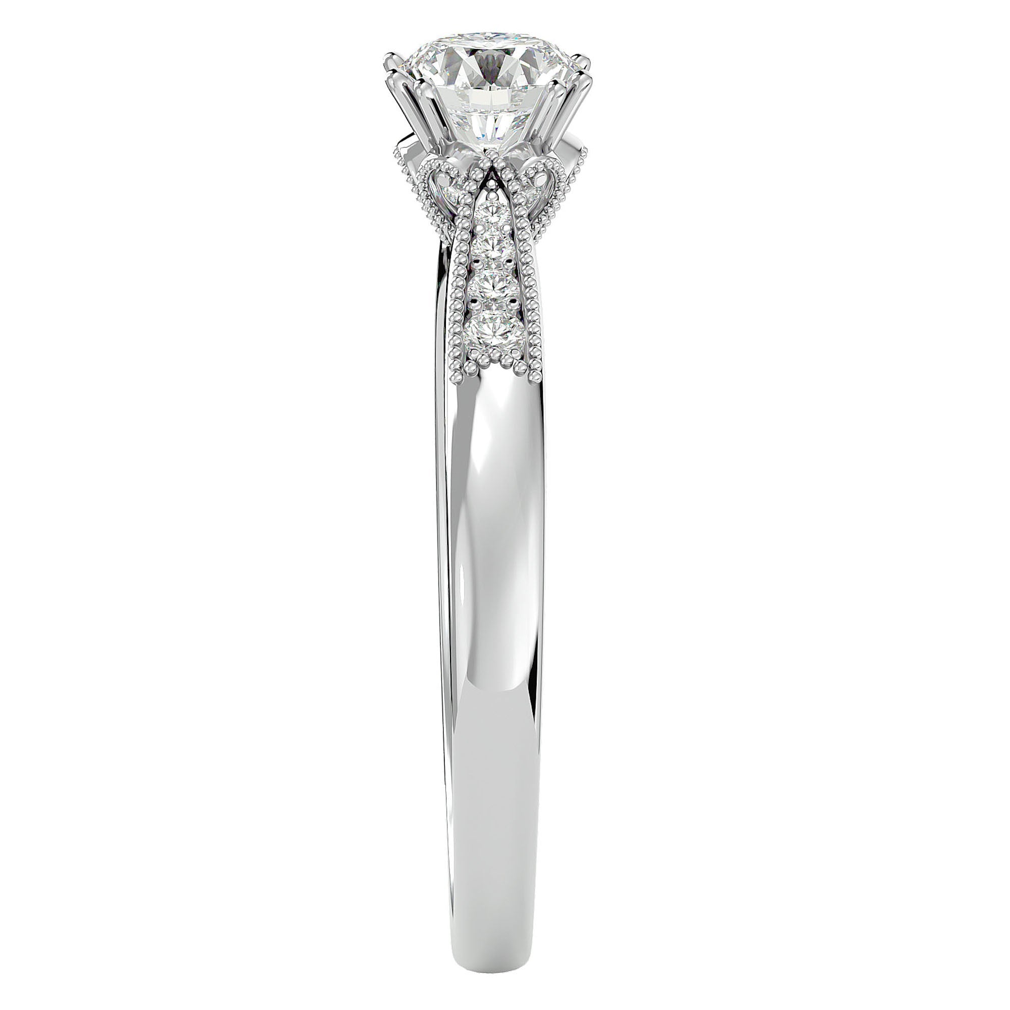 Inel de Logodnă cu Moissanite Solitaire Etern Pavé de 0.77 ct din Platina - Castelo.ro