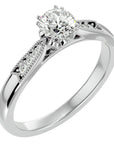 Inel de Logodnă din Aur 14k cu Diamante Create în Laborator Solitaire Etern Pavé de 0.77 ct din 14k Aur Alb - Castelo.ro
