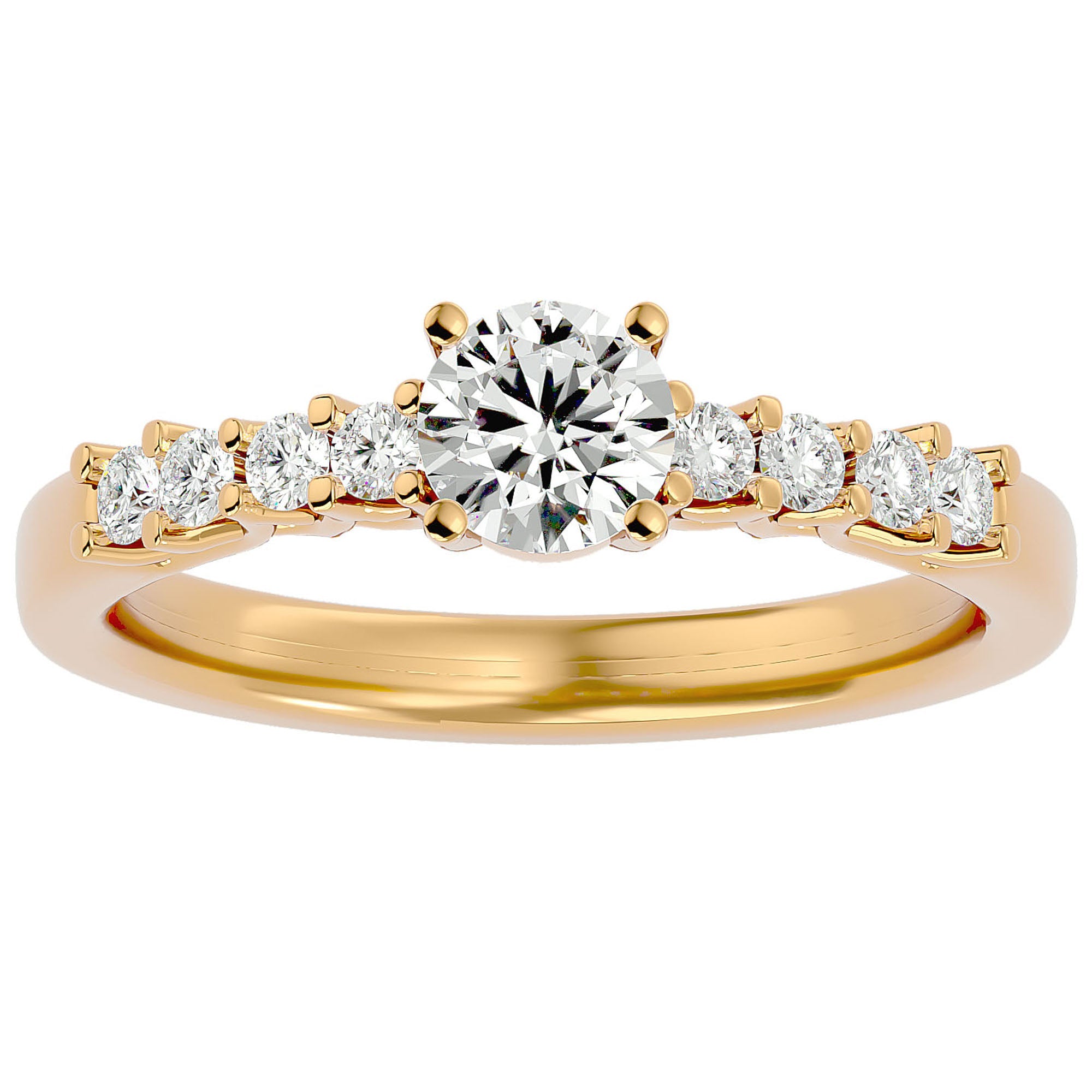 Inel De Logodnă Voile de Brume din Aur 14k cu Diamante Create în Laborator Pavé de 0.72 ct din 14k Aur Galben - Castelo.ro