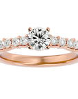 Inel De Logodnă Voile de Brume cu Moissanite Pavé de 0.72 ct din 18k Aur Roz - Castelo.ro