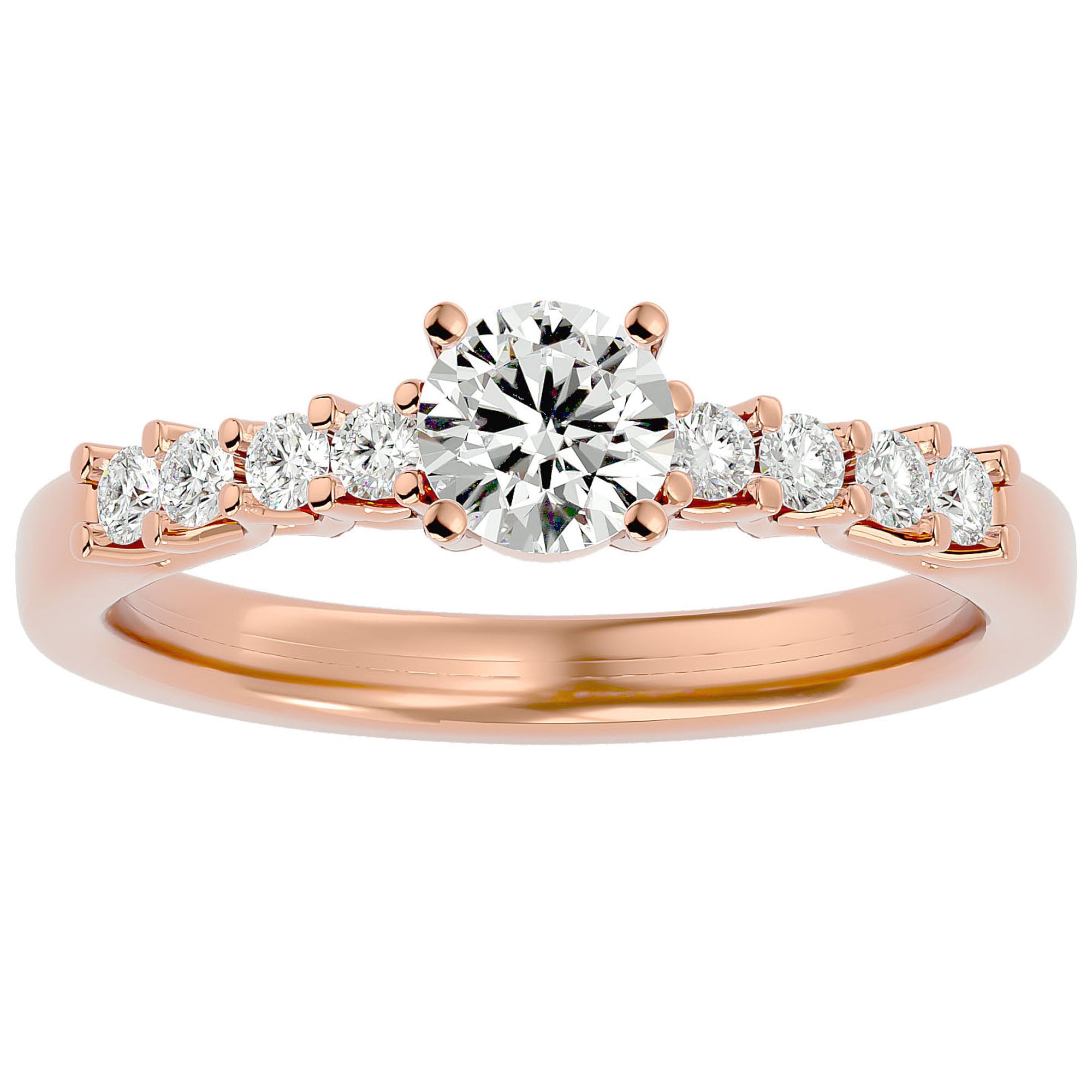 Inel De Logodnă Voile de Brume din Aur 14k cu Diamante Create în Laborator Pavé de 0.72 ct din 14k Aur Roz - Castelo.ro