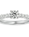 Inel De Logodnă Voile de Brume din Aur 14k cu Diamante Create în Laborator Pavé de 0.72 ct din 14k Aur Alb - Castelo.ro