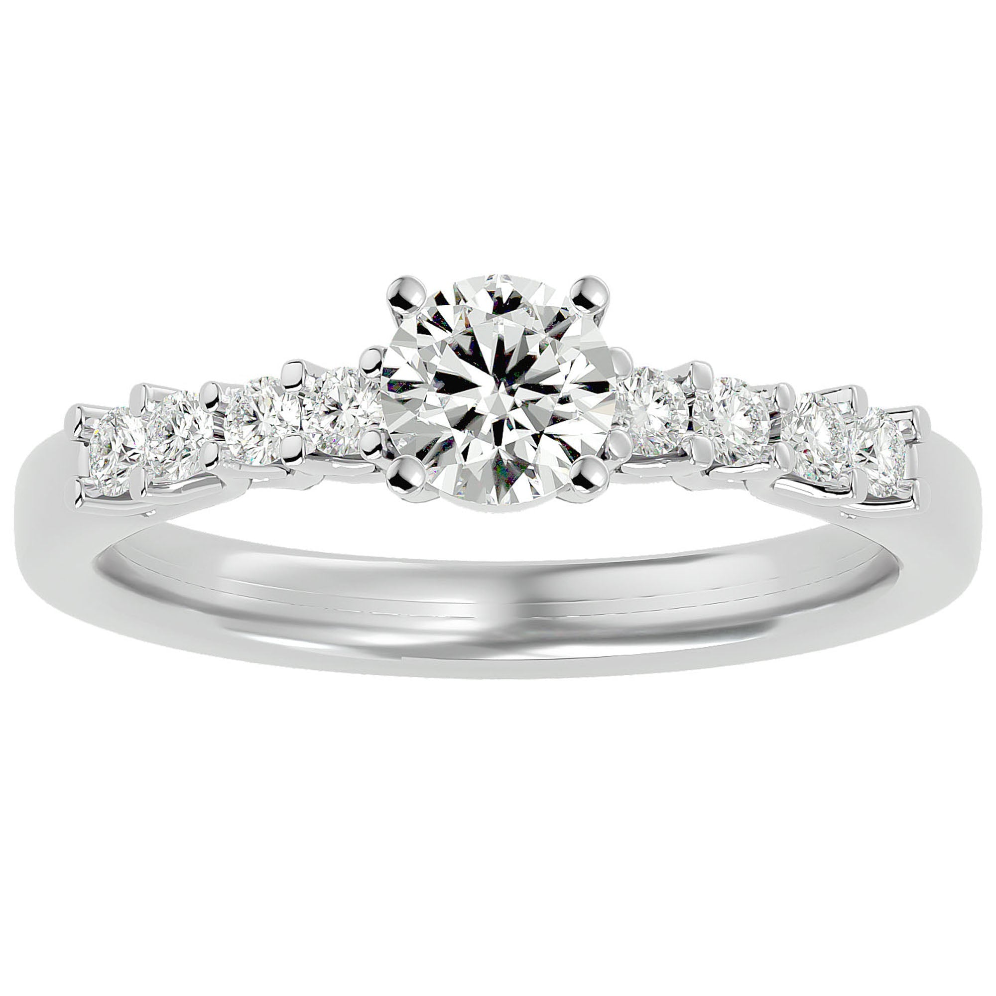 Inel De Logodnă Voile de Brume cu Diamante Naturale Pavé de 0.72 ct din Platina - Castelo.ro