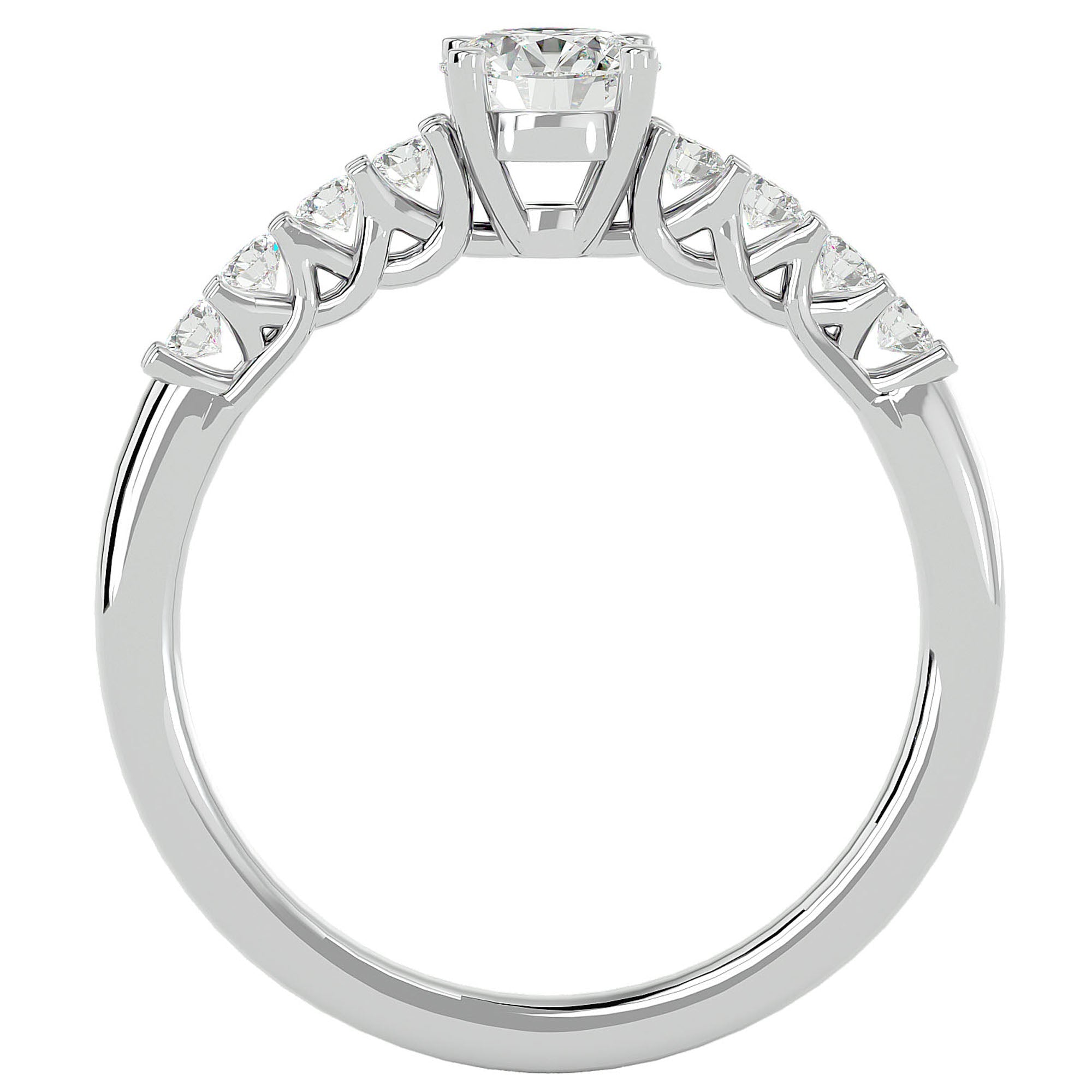 Inel De Logodnă Voile de Brume din Aur 14k cu Diamante Create în Laborator Pavé de 0.72 ct din 14k Aur Alb - Castelo.ro