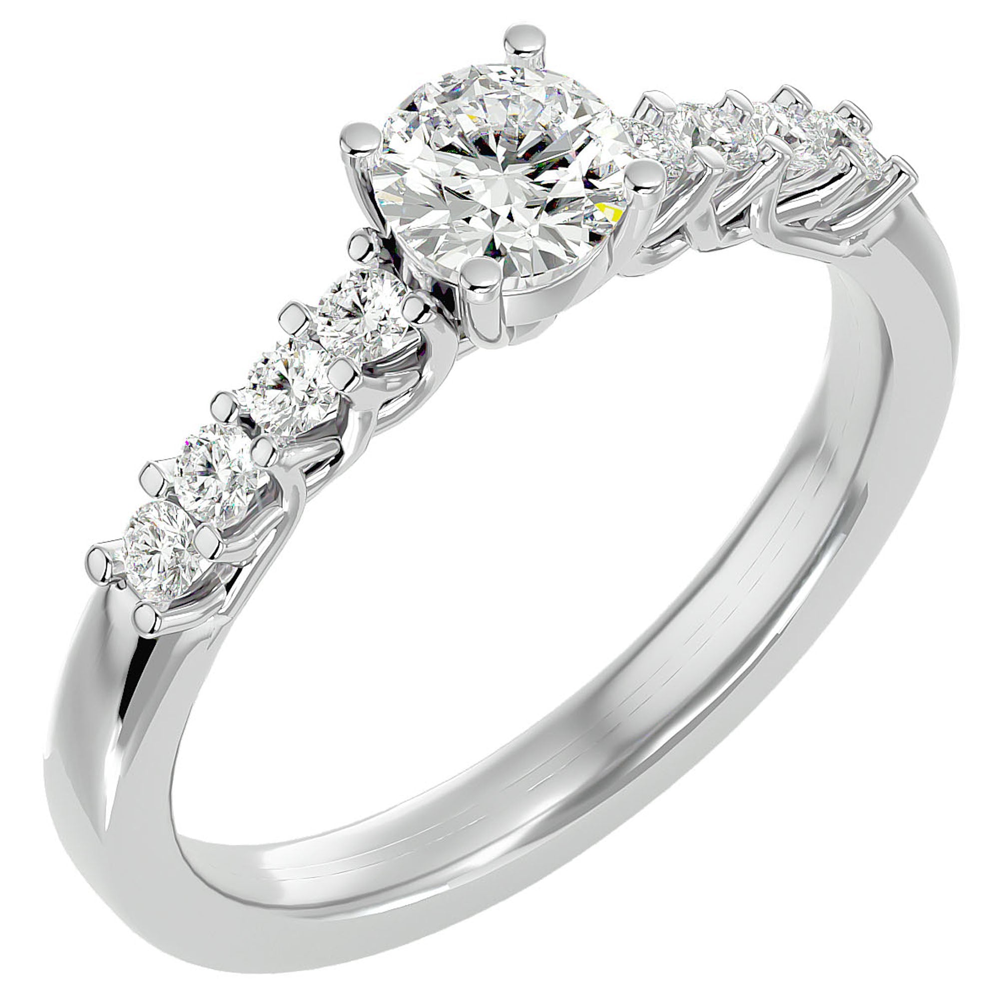 Inel De Logodnă Voile de Brume din Aur 14k cu Diamante Create în Laborator Pavé de 0.72 ct din 14k Aur Alb - Castelo.ro